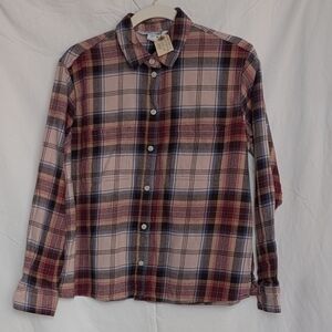 Old Navy Women's Multicolor Plaid Boyfriend Flannel Shirt, M